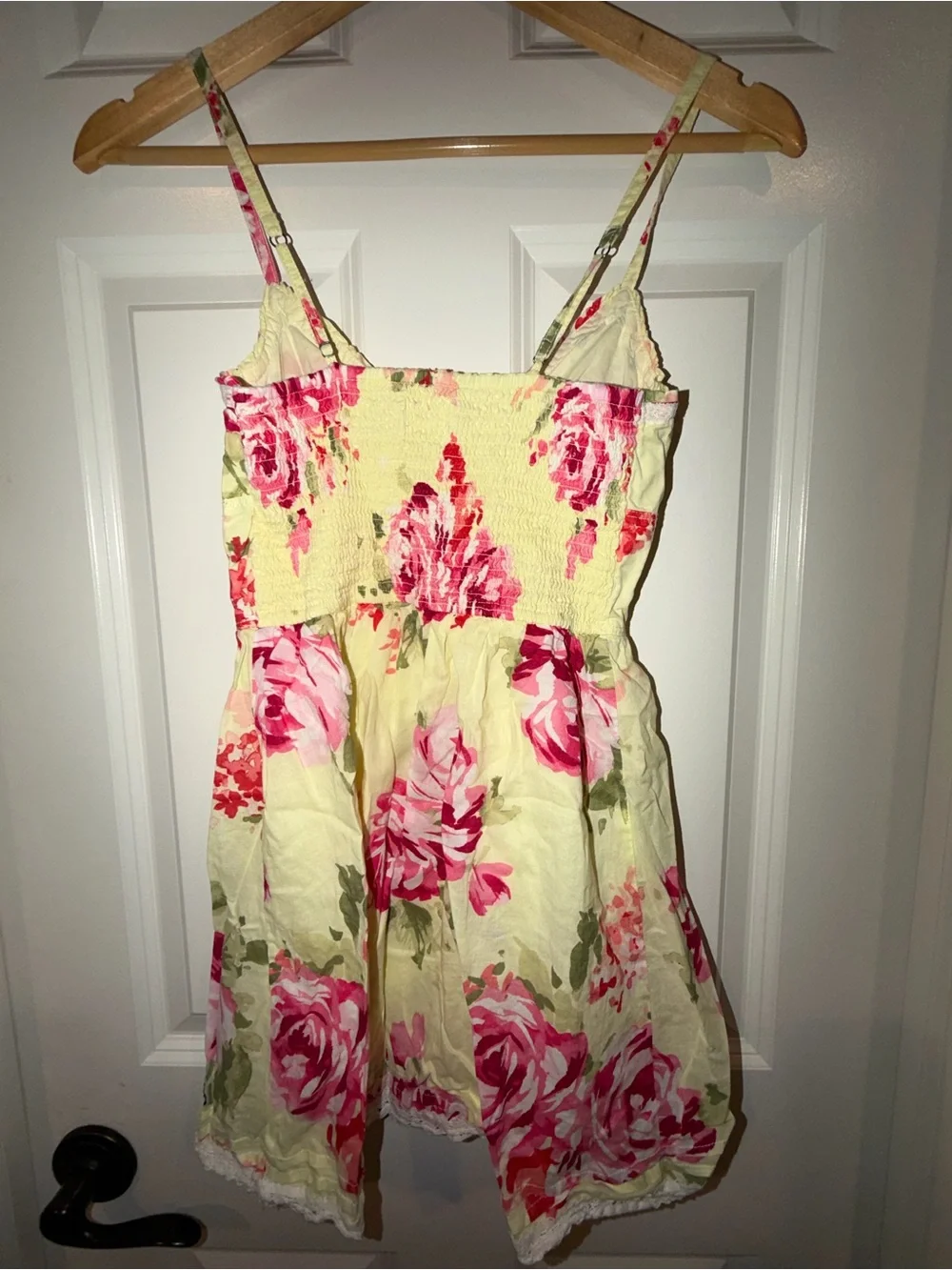Abercrombie Kids Yellow Mini sun Dress with Pink Rose Print 14 XL